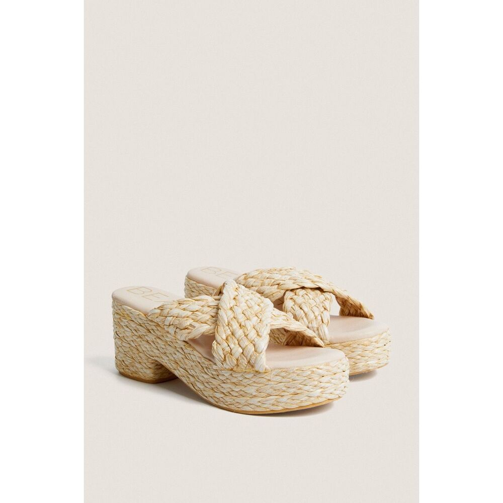 MATISSE Natural Reflection Raffia Platform Sandals Size 9 - Picture 11 of 12